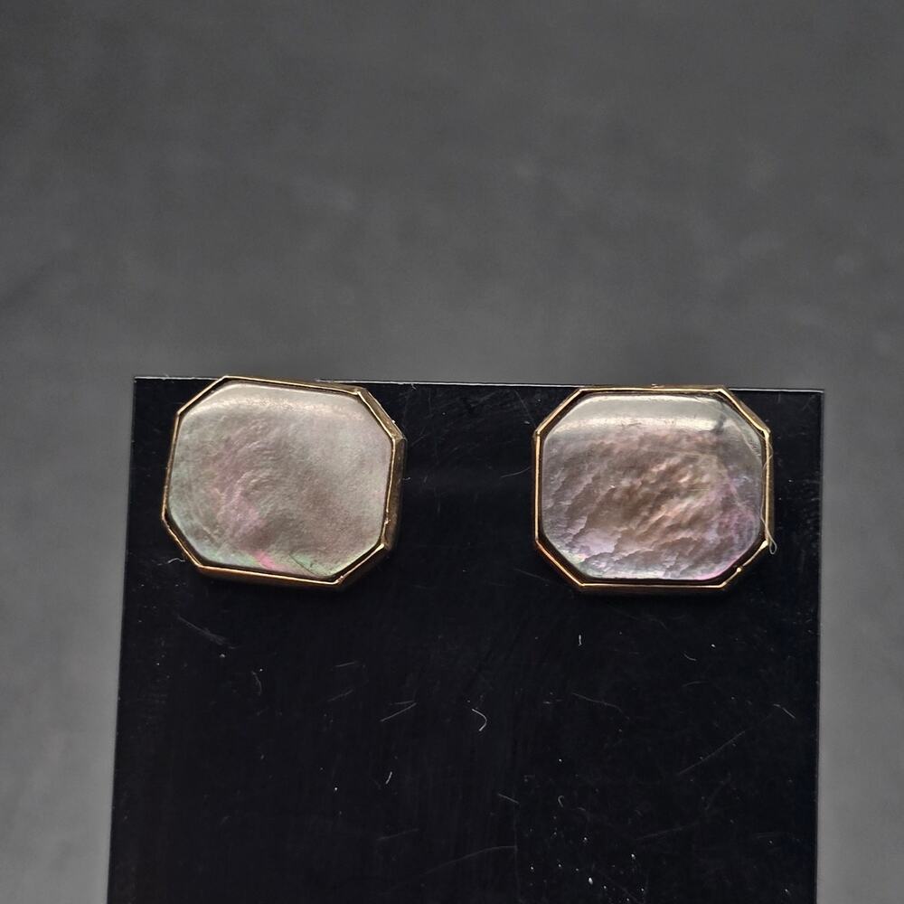 Swank Abalone Shell Cufflinks Shirt Studs Set Vintage
